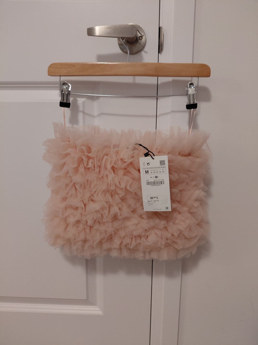Zara Blush Ruffle Tulle Crop Top